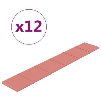 Wandpanelen 12 st 1,62 m&sup2; 90x15 cm fluweel roze 2