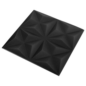 48 st Wandpanelen 3D origami 12 m&sup2; 50x50 cm zwart 4