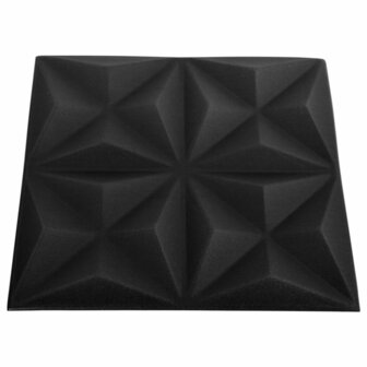 48 st Wandpanelen 3D origami 12 m&sup2; 50x50 cm zwart 5