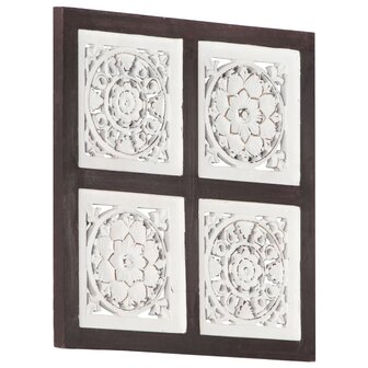 Wandpaneel handgesneden 40x40x1,5 cm MDF bruin en wit 1