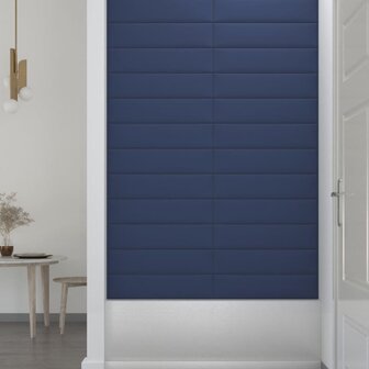 Wandpanelen 12 st 1,08 m&sup2; 60x15 cm stof blauw 5