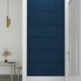 Wandpanelen 12 st 3,24 m&sup2; 90x30 cm fluweel blauw 4