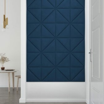 Wandpanelen 12 st 0,54 m&sup2; 30x30 cm fluweel blauw 4