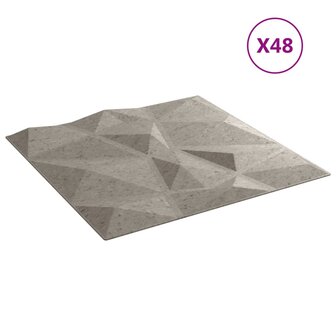 48 st Wandpanelen diamant 12 m&sup2; 50x50 cm XPS betongrijs 3