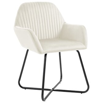 Eetkamerstoelen 2 st fluweel cr&egrave;mekleurig 2