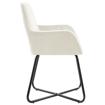 Eetkamerstoelen 2 st fluweel cr&egrave;mekleurig 4