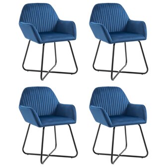 Eetkamerstoelen 4 st fluweel blauw 1