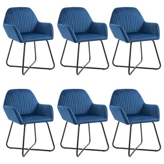 Eetkamerstoelen 6 st fluweel blauw 1