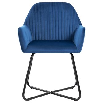 Eetkamerstoelen 6 st fluweel blauw 3