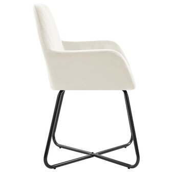 Eetkamerstoelen 4 st fluweel cr&egrave;mekleurig 4