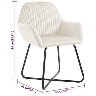 Eetkamerstoelen 4 st fluweel cr&egrave;mekleurig 8