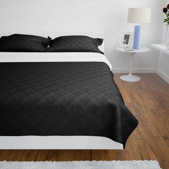 Bedsprei gewatteerd dubbelzijdig 220x240 cm zwart/wit 3