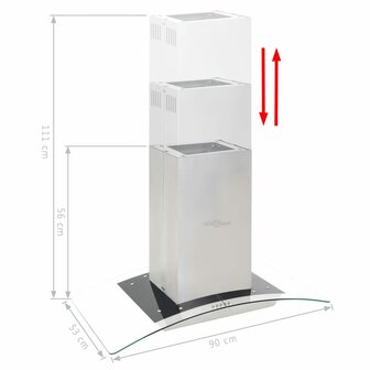 Eilandafzuigkap 756 m&sup3;/u LED 90 cm roestvrij staal 4