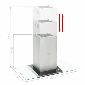 Eilandafzuigkap 756 m&sup3;/u LED 90 cm roestvrij staal 6