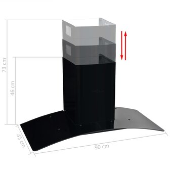 Wandafzuigkap 756 m&sup3;/u 90 cm roestvrij staal zwart 4