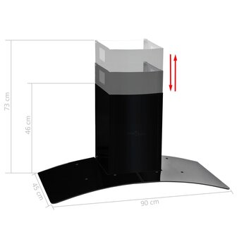 Wandafzuigkap 756 m&sup3;/u 90 cm roestvrij staal zwart 5