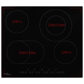 Keramische kookplaat met 4 kookzones aanraakbediening 6600 W 2