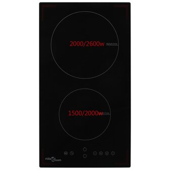 Inductiekookplaat met 2 kookzones aanraakbediening 3500 W glas  2