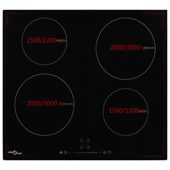 Inductiekookplaat met 4 kookzones aanraakbediening 7000 W glas 2