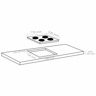 Inductiekookplaat 4 zones aanraakbediening 7000 W 77 cm glas 4