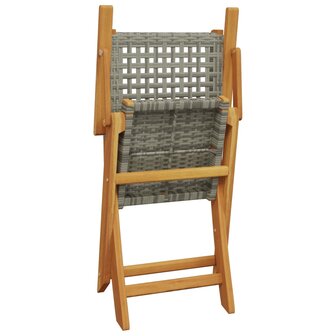 3-delige Bistroset poly rattan en massief hout grijs 7