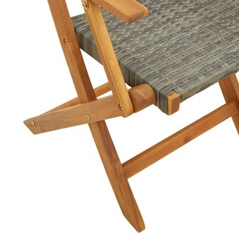 3-delige Bistroset poly rattan en massief hout grijs 11