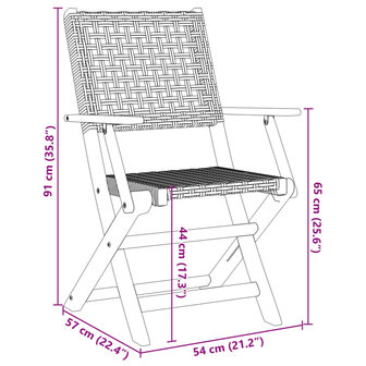 3-delige Bistroset poly rattan en massief hout grijs 12