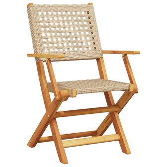 3-delige Bistroset poly rattan en massief hout beige 5