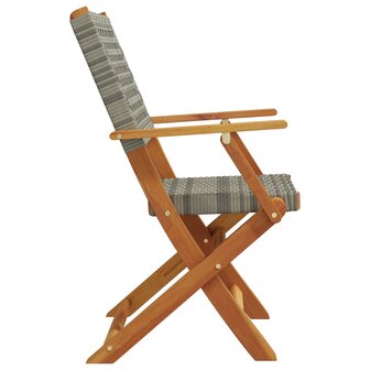 Tuinstoelen 2 st massief acaciahout en poly rattan grijs 6