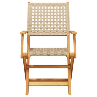 Tuinstoelen 2 st massief acaciahout en poly rattan beige 5