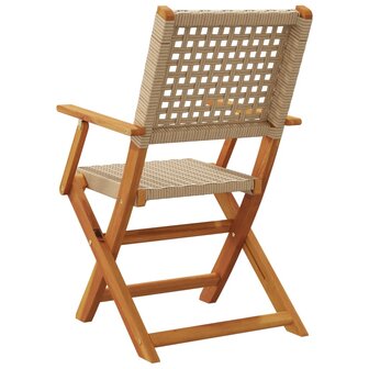 Tuinstoelen 2 st massief acaciahout en poly rattan beige 7