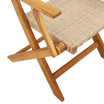 Tuinstoelen 2 st massief acaciahout en poly rattan beige 10