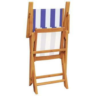 Tuinstoelen 2 st massief acaciahout en stof blauw en wit 8