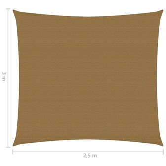 Zonnezeil 160 g/m&sup2; 2,5x3 m HDPE taupe 6