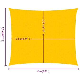 Zonnezeil 160 g/m&sup2; rechthoekig 2x2,5 m HDPE geel 6