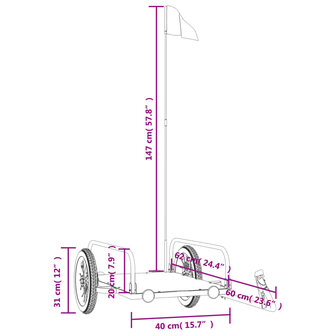 Fietstrailer 122x53x31 cm ijzer zwart 10