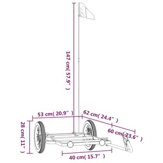 Fietstrailer 122x53x28 cm ijzer zwart 10