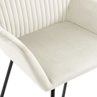 Eetkamerstoelen 6 st fluweel cr&egrave;mekleurig 6