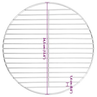 Barbecuerooster rond &Oslash;34,5 cm 304 roestvrij staal 6