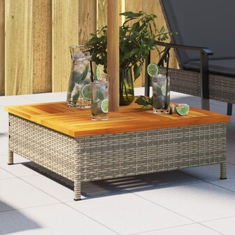 Parasolvoetbedekking 70x70x25 cm poly rattan acaciahout grijs 1