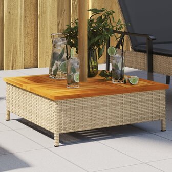 Parasolvoetbedekking 70x70x25 cm poly rattan acaciahout beige 1