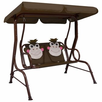 Kinderschommelbank 115x75x110 cm stof bruin 1