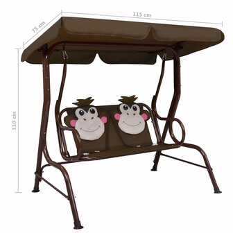 Kinderschommelbank 115x75x110 cm stof bruin 7