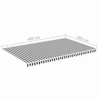 Vervangingsdoek voor luifel 5x3 m antracietkleurig en wit 6