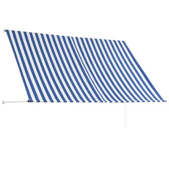 Luifel uittrekbaar 250x150 cm blauw en wit 4