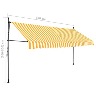 Luifel handmatig uitschuifbaar met LED 350 cm wit en oranje 8