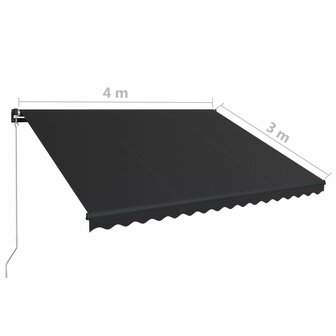 Luifel handmatig uittrekbaar met LED 400x300 cm antraciet 12