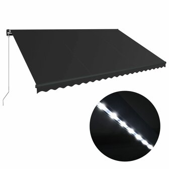 Luifel handmatig uittrekbaar met LED 500x300 cm antraciet 2