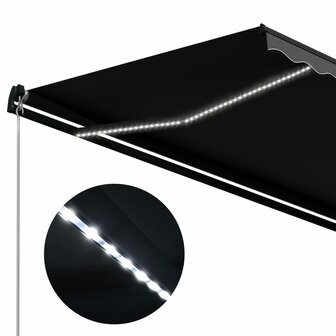 Luifel handmatig uittrekbaar met LED 500x300 cm antraciet 6