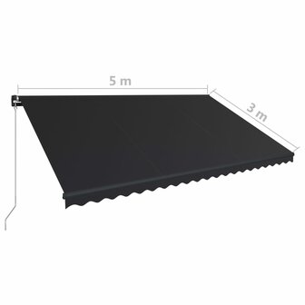 Luifel handmatig uittrekbaar met LED 500x300 cm antraciet 12